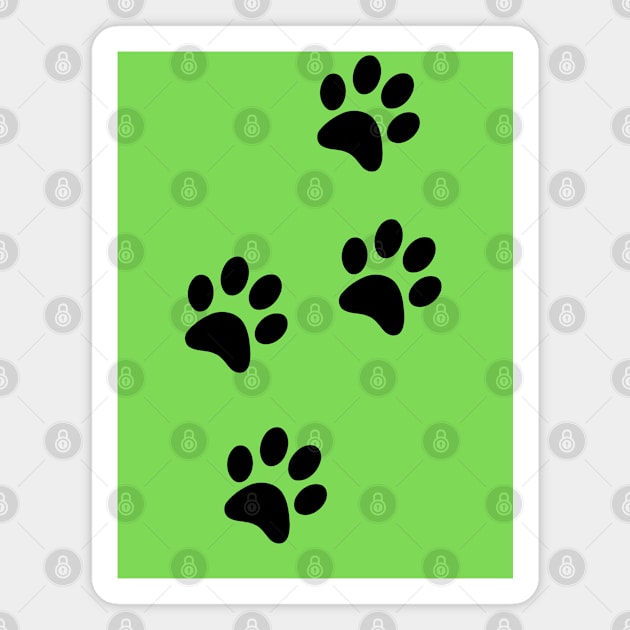 Black Pawprints on Light Green Magnet by Blue Butterfly Designs 